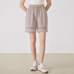KW9513247 Women's Comfortable Elastic Waist Strap Solid Color Mixed Cotton Shorts