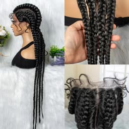 32 inches Large Four Braid Lace Wig for Black Women Braided Wig Full Lace Box Braids Wig Women Synthetic Braided