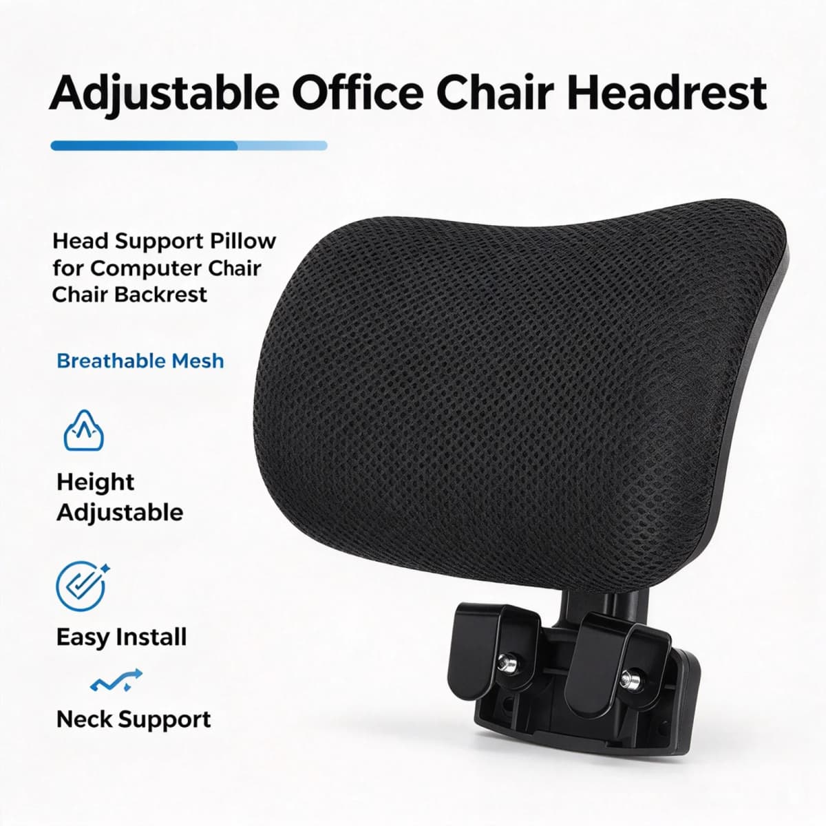 Height Adjustable Office Computer Chair Headrest Add-on Neck Support Pillow Ergonomic Chair Head Cushion for Backrest