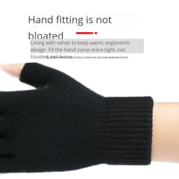 1Pair Black Half Finger Fingerless Gloves For Women And Men Wool Knit Wrist Cotton Gloves Winter Warm Workout Gloves