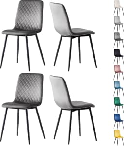mcc direct Set of 4 Designer Velvet Fabric Dining Chairs Metal Legs Lexi Chairs