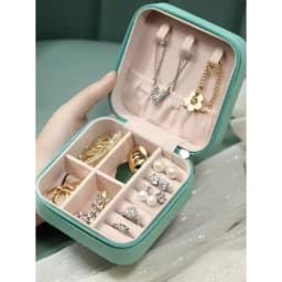Ryp-983 Portable Jewelry Box - Mini Case with Mirror and Dividers, for Travel and Gifts