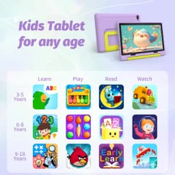 Kids Tablet 10.1 Inch Android 15 Tablet PC 20GB(3+17G) RAM 64GB ROM A333 Five‑Core HD LCD 5000mAh Parental Control Children Learning Tablet Only Tablet