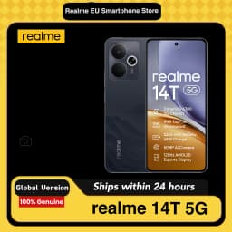 realme 14T 5G 8GB+256GB Smartphone, Dimensity 6300 processor, 6.67" and 120Hz AMOLED eSports display, 5260mAh battery, IP69 water resistance, (without adapter)