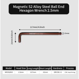 1PC Hex Key Magnetic Ball End S2 Steel With T-Handle Hex Key 1.5MM-10MM Allen Wrench