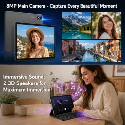COLORROOM Android 16 Tablet 10.1" IPS, (6GB+20GB) RAM, 128GB ROM, 8MP+5MP Camera, 2.4G/5G WiFi, GMS, Tablet with Case