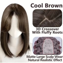 Shoulder Layered Synthetic BOB Wig With Transparent Lace Front Straight Heat Resistant Wig Hair For Women Daily Cosplay Party