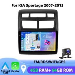 Podofo 4GB+64GB 9'' Car Radio Wireless Carplay Android Auto Multimedia Video Player Mirror Link GPS For KIA Sportage 2007-2013