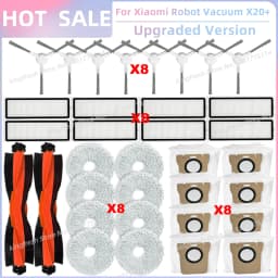 Fit For Xiaomi Robot Vacuum X20+, X10+ / X20 Plus, X10 Plus Parts Roller Side Brush Hepa Filter Mop Cloth Dust Bag Accessories
