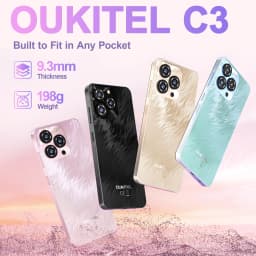 OUKITEL C3 Android 14 Cell Phone Unlocked-5000mAh Battery, 6.52'' Waterdrop Screen-16GB RAM+64GB/TF 1TB ROM Smartphone