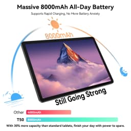 KINGRID T50 Android 16 Tablet PC 10.9 Inch HD IPS Display Octa-Core Unisoc T615 24GB (6+18) RAM 128GB ROM 8000mAh Battery Dual Band 5G WiFi Bluetooth 5.0 GPS Google Play OTG Type-C Tablet for Online Learning Gaming Video Streaming Office Entertainment