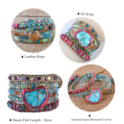 Unique Mix Strands Leather Bracelet Multicolor Natural Stone Woven Wrap Bracelets Bohemian Bracelet Drops Hipping
