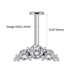 Right Grand ASTM F136 Titanium 16G Vertical Helix Cluster Earring Internally Threaded Medusa Ring Cartilage Monroe Lobe Piercing