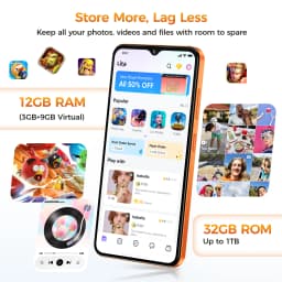 OUKITEL C17 Unlocked Cellphone,Android 16, 6.52-inch Display, 12GB (3+9)GB RAM + 32GB/64GB ROM, 5000mAh Battery, 13MP Camera
