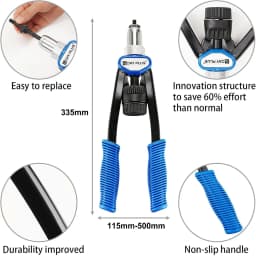 Heavy Duty Rivet Nut Pliers Kit, Hand Riveter with 150pcs Thread Rivet Nuts M5 to M12– Portable Rivet Nut Gun for Metal,Plastic