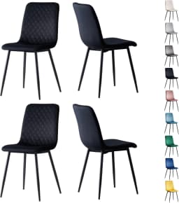 mcc direct Set of 4 Designer Velvet Fabric Dining Chairs Metal Legs Lexi Chairs