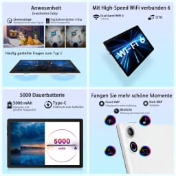 Tablet 10.1 Inch Android 14 Tablet PC, 10GB(3+7) RAM 64GB ROM Octa‑Core Processor, 1280*800 LCD Display, 5000mAh Battery, Only Tablet, For Daily Entertainment Reading Browsing