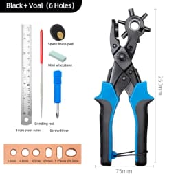 WUTA Revolving Leather Belt Hole Punch Plier Kit, Eyelet Puncher,DIY Tool Set for Belts, Watch Bands, Straps, Dog Collars,Fabric