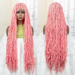 36 Inches Red Colored Super Long Synthetic Full Lace Braids Wigs Locs Dreadlock Knotless Box Braided Wigs for Afro Black Women