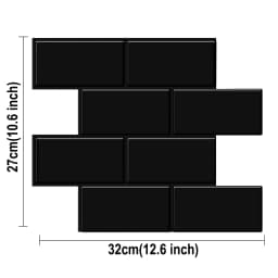 10 Sheets Big Tiles Peel and Stick Wall Stickers Brick Vinyl Wallpaper Waterproof Kitchen Bathroom Backsplash Home Decor