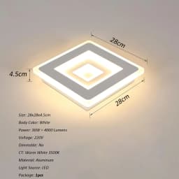 Modern Square LED Ceiling Light,28W Acrylic Lamp,White Chandelier for Bedroom, Living Room Warm Light 3000K