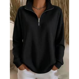 Zipper Pullover Hoodie Regular Fit Commuter with Casual Elegant Commuter Standard Length No Hood Regular Length Women Hoodie