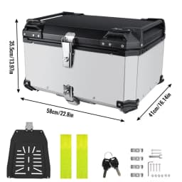 65L Aluminum Motorcycle Trunk Box Waterproof Top Box Tail Box Trunk Universal Motorbike Storage Case Tail Box Luggage
