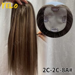 17 Inch Human Hair Toppers With 4 Clips 100% Straight Human Hair Topper Human Hairpieces 4inch×5inch Injection Base for Women