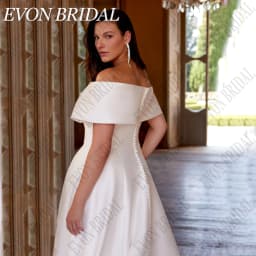 EVON BRIDAL Elegant Off Shoulder Wedding Dress Plus Size Bride Side Split Satin Bride Gowns With Pocket Wedding Gowns Customized