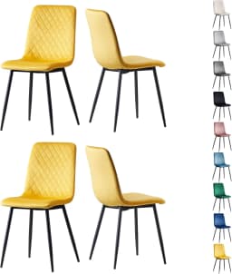mcc direct Set of 4 Designer Velvet Fabric Dining Chairs Metal Legs Lexi Chairs