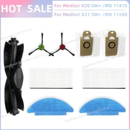 Fit For Medion X20 SW+ / MD 11415, Medion X21 SW+ / MD 11500 Vacuum Parts Main Roller Side Brush Hepa Filter Mop Cloth Dust Bag