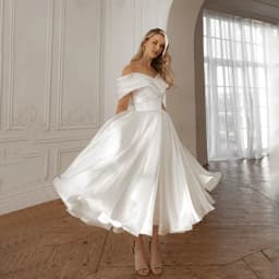 Off Shoulder Midi Wedding Dresses A-Line Ankle Length Ivory Bridal Shower Party Gowns Customized свадебное платье