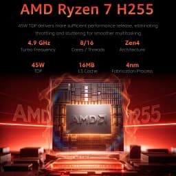 Acemagic S16 Laptop Amd Ryzen 7 H255 16 Inch 24Gb Lpddr5 Ram 512Gb Ssd Windows 11 Pro Wifi 6 Notebook Amd Radeon ™   780m Backlit Keyboard up to 4.9Ghz 180 °   Foldable
