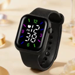 4-Piece Set of Cute and Stylish Electronic Watches for Couples, Paired with a Black and White Butterfly Bracelet Set, Suitable for Couples, Casual and Versatile, a Great Choice as a Gift