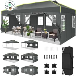3x6m Folding Gazebo Event Canopy Pop Up Waterproof Party Tent With 6 Side Wall UV Protect For Garden Outdoor Commercial Wedding