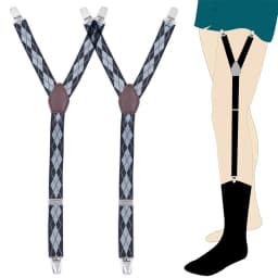 2Pcs/Set Men's Shirt Holders Stays Y-Shaped 3 Metal Clips Adjustable Elastic Leg Suspenders Straps Non-slip Sock Garter Clamps
