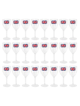 Pack of 12 Union Jack Plastic Wine Glasses - 300ml/10oz Durable, Reusable Cups for Parties, BBQs & British Celebrations