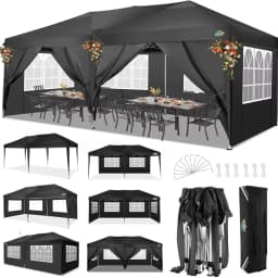 Folding Gazebo 3x6 Pop-Up Gazebo Waterproof Windproof Tent with 6 Sidewalls,3 Height Adjustable,UV Protection,Party Tent
