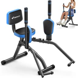 MERACH Hip Abductor Machine Butt Toning Leg Trainer Adjustable Resistance Glute & Outer Thigh Workout Equipment for Home Gym Booty Builder with Bands and Dual Foot Bar 360° Rotating Leg Pads for Women/Sedentary/Postpartum Recovery