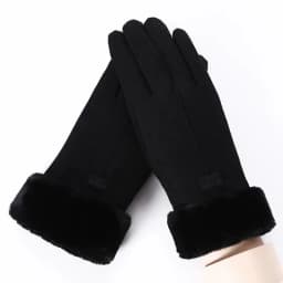 Women's Winter Suede Gloves Fleece Warm Windproof Full Finger Gloves Touchscreen Cold Weather Hiking Outdoor Sport Female Gloves