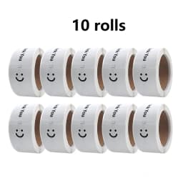 120Pcs/roll Smiling Face Black and White Thank You Rectangular Seal Sticker Gift Sticker for Homemade Packaging Decoration Label