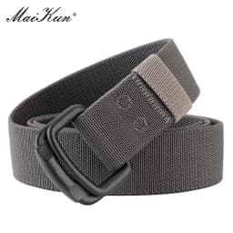 Maikun Double Metal Buckle Belt Elastic Nylon Elastic Men's Trendy Casual Belt Canvas Braided Belt