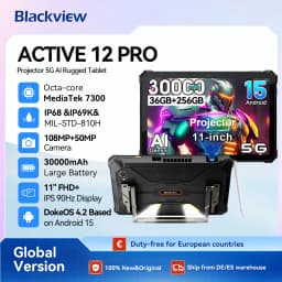 Blackview Active 12 Pro Rugged Outdoor Tablet, Dimensity 7300 5G 11 inch Pad, 108MP + 50MP, Widevine L1 Autofocus Projector, 30000mAh Will 200LM Flashlight For Camping