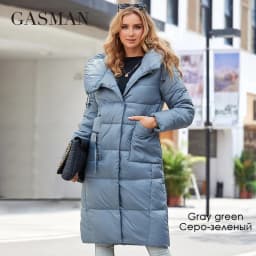 GASMAN Winter Down Jacket Women Long Classic zipper Belt Design Pocket Hooded Slim Parkas Female Coat LD-21963