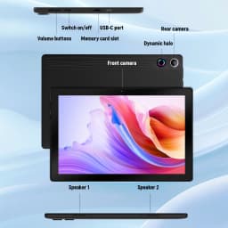 URAO A10L 10.1in Octa-Core Tablet Widevine L1 Full HD Streaming Support Updated Android 15 24GB Virtual RAM 64GB Storage 5000mAh Battery All Black Complete Accessory Bundle Portable Entertainment Tablet for UK