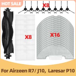 Compatible For Airzeen R7/ J10, Laresar P10 Vacuum Parts Main Side Brush Filter Mop Cloth Replacement Accessories