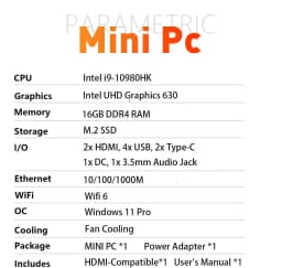 2026 Mini PC Intel Core I9-10980HK Intel N150 Windows 11 Pro Desktop PC Gaming Computer 16GB DDR4 512GB/1TB SSD WiFi6 BT5.2 4K Pc Desktop