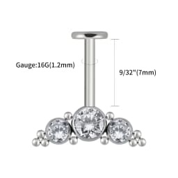 Right Grand ASTM F136 Titanium 16G Vertical Helix Cluster Earring Internally Threaded Medusa Ring Cartilage Monroe Lobe Piercing