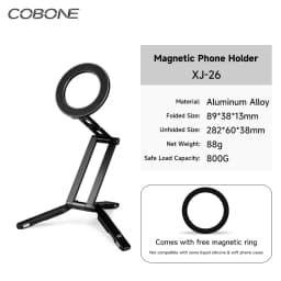 COBONE Magnetic Phone Tripod Holder Foldable Adjustable with Arca-Swiss for Phone Vlog Portable Desktop Phone Mount for Travel