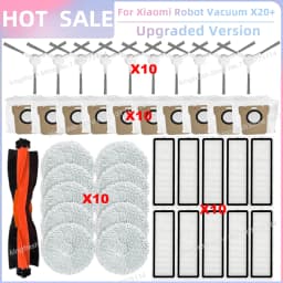 Fit For Xiaomi Robot Vacuum X20+, X10+ / X20 Plus, X10 Plus Parts Roller Side Brush Hepa Filter Mop Cloth Dust Bag Accessories